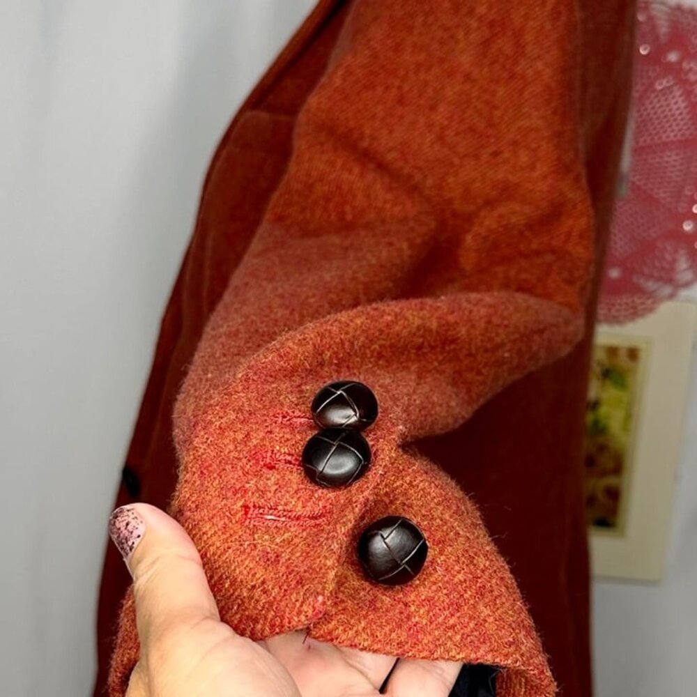Talbots Rust Orange Wool Blend Duck Printed (inside) 2-Button Blazer Size 14 - Picture 6 of 10